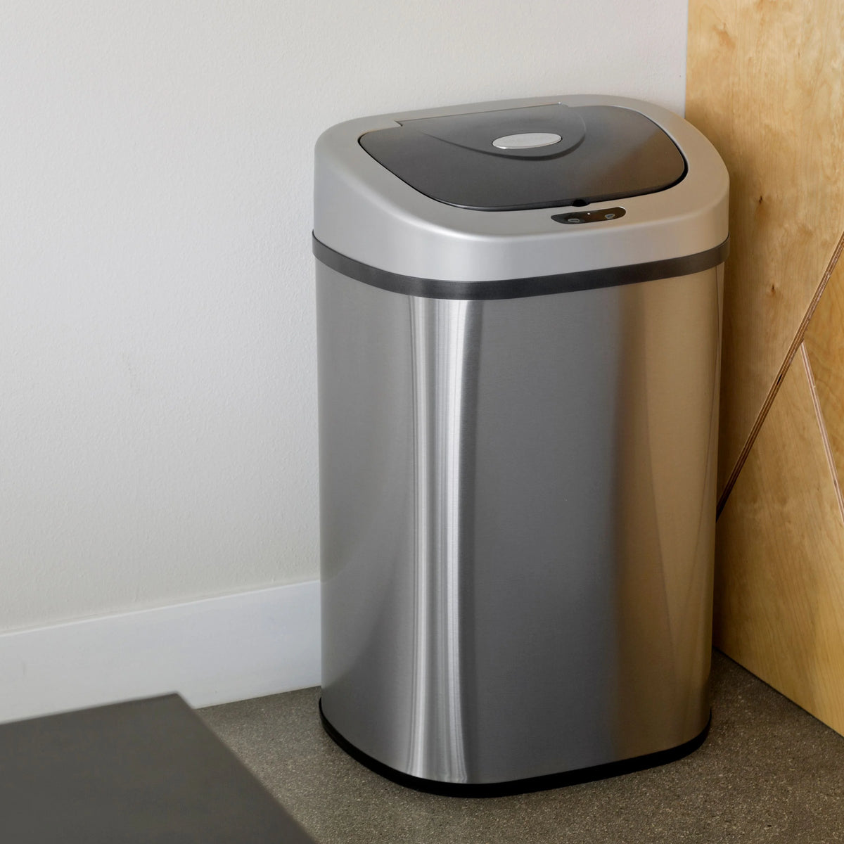 Nine Stars Automatic Trash Can, 21 Gallon Stainless Steel, Motion Sensor Hands Free Soft Close Lid Garbage Bin, Silver