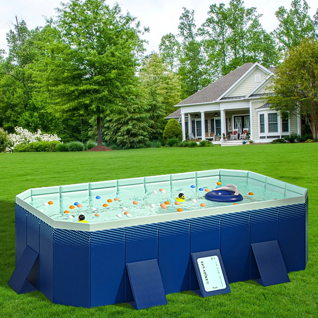 mwptoo Foldable Swimming Pool, Installation-free Portable Kids Swimming Pool,  Collapsible Inflatable-Free Large Pool, for Adult Puppy Garden Patio