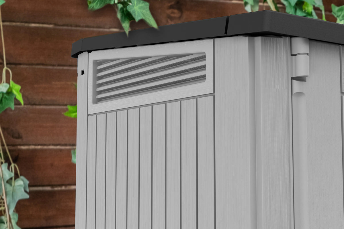 Keter S.I.O Midi 4.3' x 2.3' x 3.7' Horizontal Resin Outdoor Storage Shed with Durable Floor, Grey