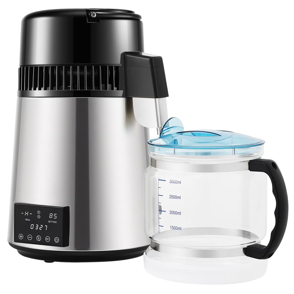KFFKFF Water Distiller Distilled Water Maker Machine 4L/1.1Gal  0.3Gal/H Output, 750W Power, 0-99H Adjustable Timing