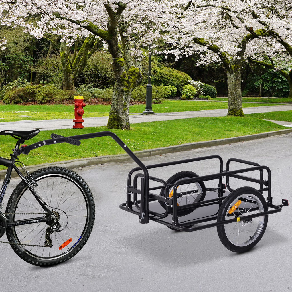 Aosom Foldable Bike Cargo Trailer Cart with Hitch, 88 lbs. Capacity, Black
