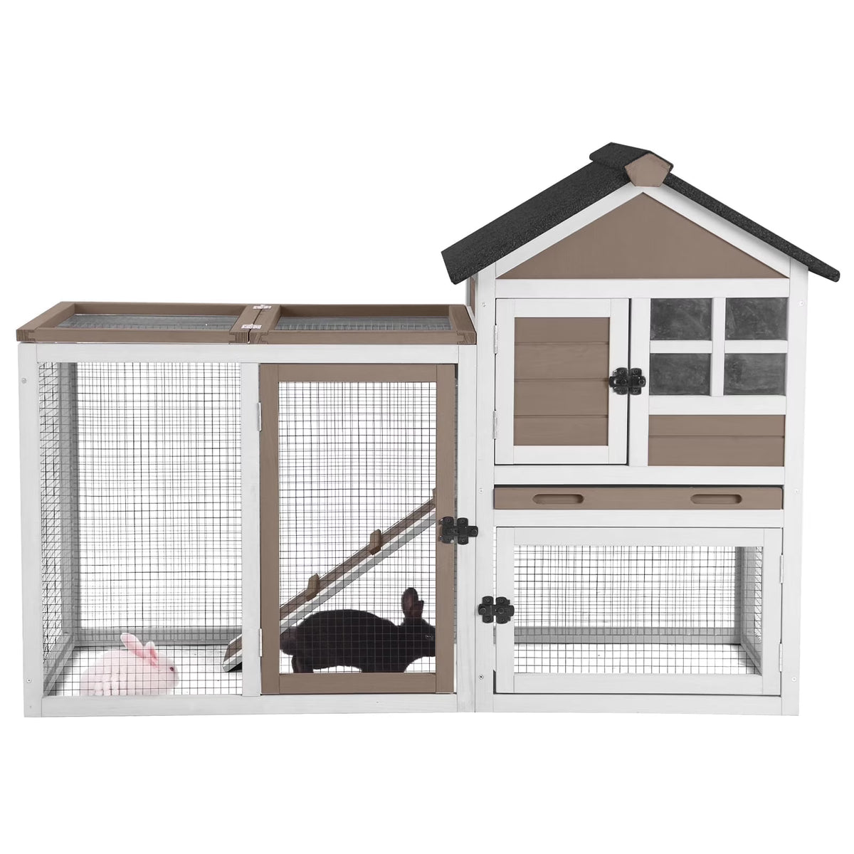 Rabbit Hutch Outdoor Bunny Hutch Indoor Rabbit Cage Wooden Habitat Small Animal Pet Poultry Cage
