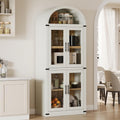 Arched Cabinet Tall Kitchen Pantry, Farmhouse Storage Cabinet Arch Hutch Cabinet, Large Bookshelf with Doors, Arched Bookcase with Cabinet, 5 Tier Kitchen Cabinet for Dining Room