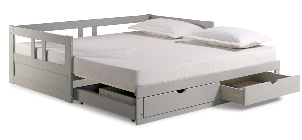 Melody Twin to King Extendable Day Bed with Storage White