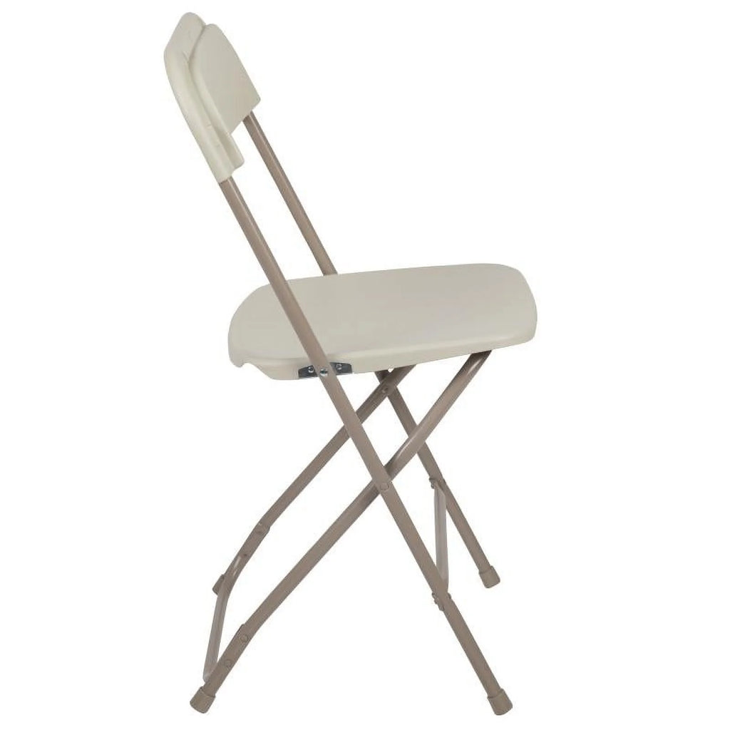 (50 PACK) 650 Lbs Weight Capacity Commercial Quality Beige Stackable Plastic Folding Chair - Heavy Duty Plastic Folding Chairs