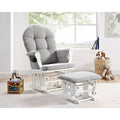 Angel Line Windsor Glider and Ottoman. White Finish with Gray Cushions