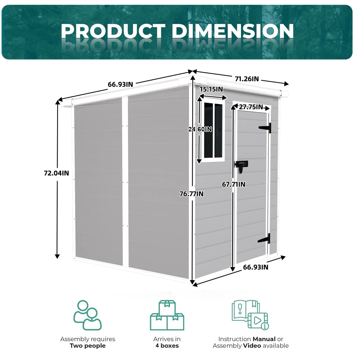 Seizeen Shed and Outdoor Storage, 41 Cu.Ft Small Outdoor Resin Shed with 3 Doors & Floor, 306GAL Deck Box Waterproof Plastic Tool Storage Shed for Cushion Lawn Mower Garbage Cans
