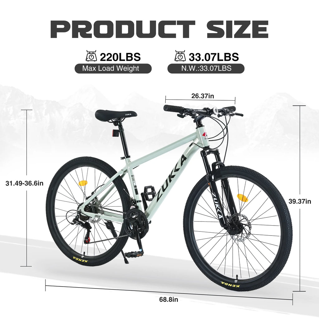 27.5" MTB Mountain Bike for Men - 21-Speed Aluminum Alloy Frame, Front Suspension, Double Disc Brakes | Adult All-Terrain Bicycle