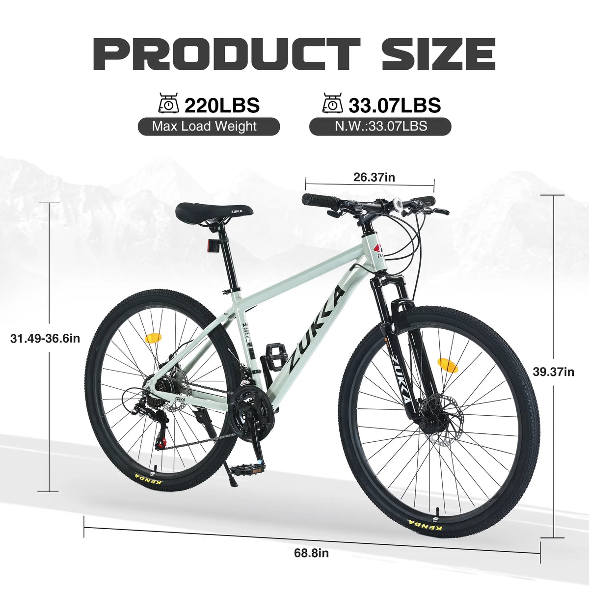 27.5" MTB Mountain Bike for Men - 21-Speed Aluminum Alloy Frame, Front Suspension, Double Disc Brakes | Adult All-Terrain Bicycle
