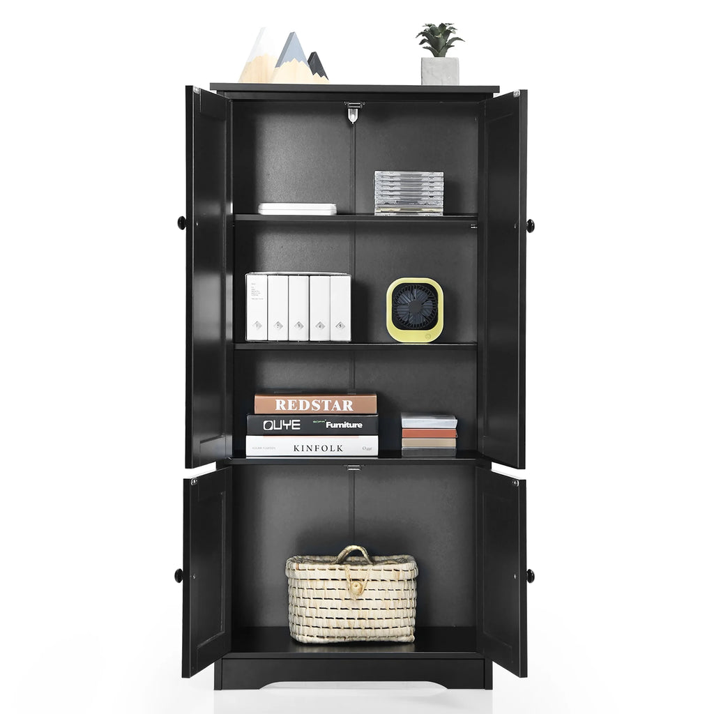 Costway Accent Floor Storage Cabinet W/ Adjustable Shelves Antique 2-Door Cream White