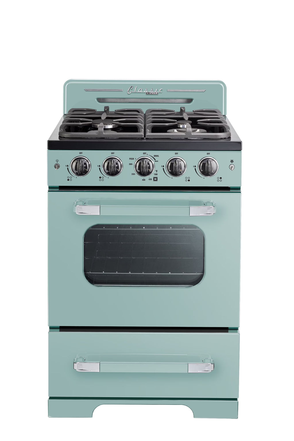 Unique Classic Retro 24" 2.9 cu/ft Freestanding Gas Range with Convection Oven and Sealed Burners
