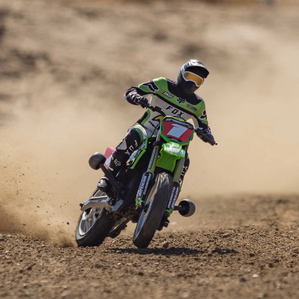 Losi RC Motorcycle Promoto-MX 1/4 Motorcycle Ready-To-Run Combo Includes Battery and Charger Pro Circuit LOS06002 Green Other Gas Tank Motorcycle etc.