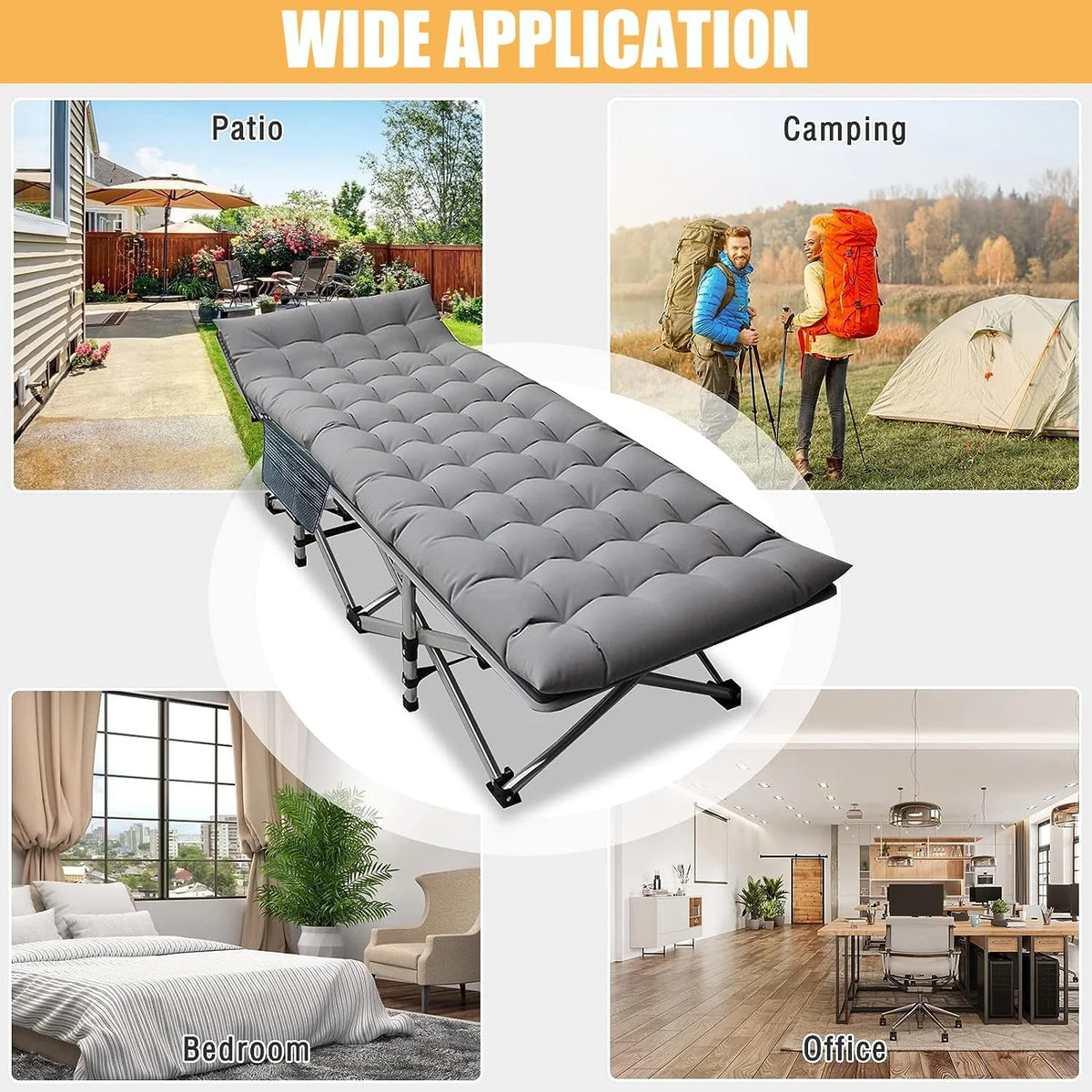 SUGIFT 2 Pack Portable Folding Beds for Adults, Heavy Duty Outdoor Bed with Carry Bag