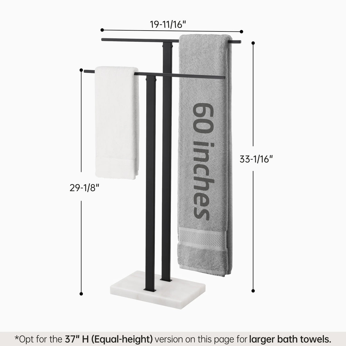 KES Freestanding Towel Rack for Bathroom 2-Tier, Floor Towel Stand with Heavy Marble Base, 18/8 Stainless Steel Brushed, WMBTR003BS