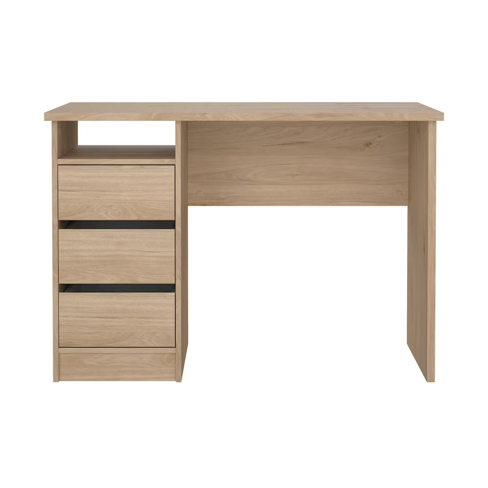 Tvilum Wes Writing Desk with 3 Storage Drawers and Open Shelf for Adults, White
