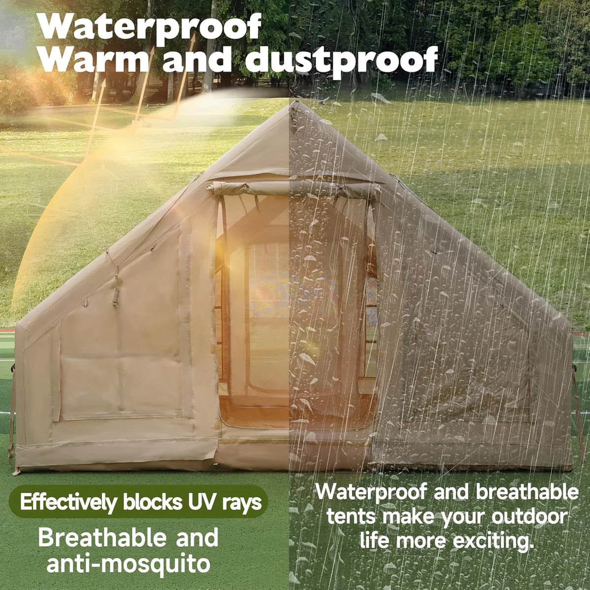 Gaonala 4-6 Person Inflatable Camping Tent with Pump Quick Setup 4-Season Family Tent Waterproof Windproof 420D Oxford Fabric