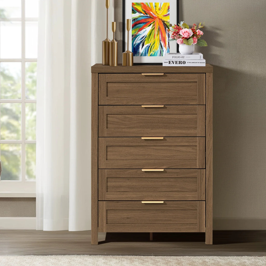 ARKANTOS Wooden 6 Drawer Double Dressers, Wide Chests of Drawers for Bedroom, Natural Oak