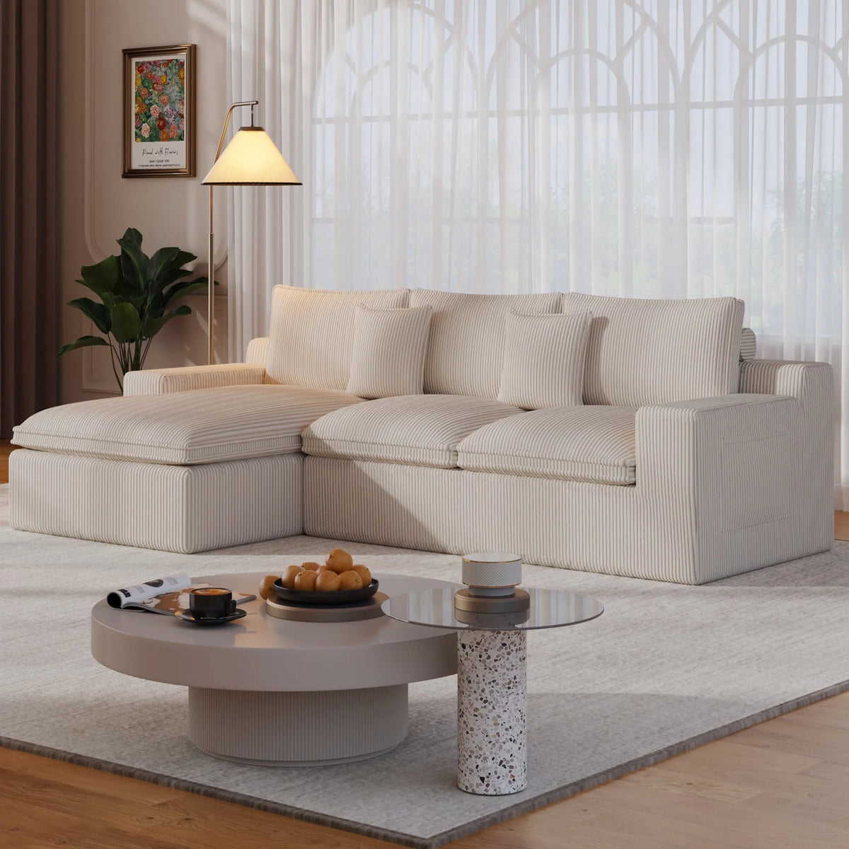 108�� Modular Sectional Sofa, Cloud Sectional Couch with Deep Seat, Modern Modular L-Shape Sofa Couch with Chaise,Upholstered Couches for Living Room Bedroom