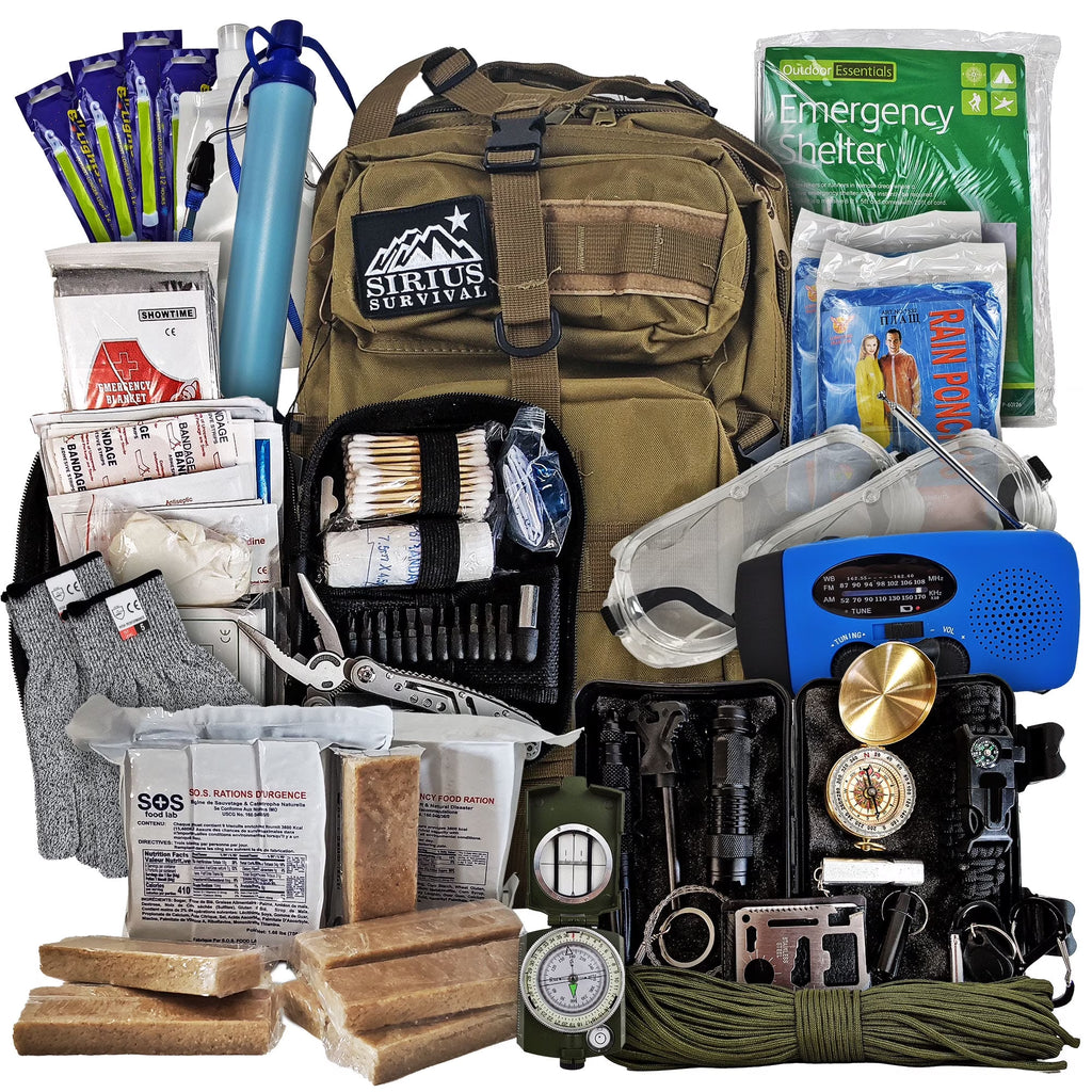 Vital 72 Hour Emergency Survival Kit for Family - Bug Out Bag for Hurricanes, Floods, Tornadoes or Other Disasters - 72 Hour Kit of Food & Water for 2 Per Bag