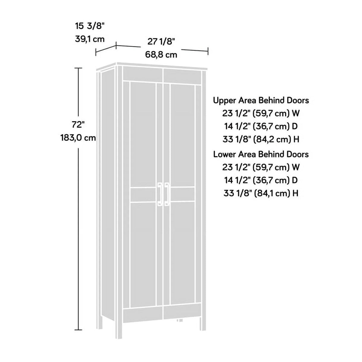 Sauder Two-Door Storage Cabinet, White Finish