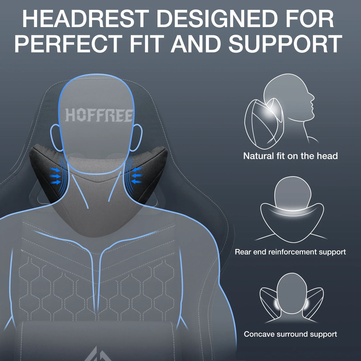 Hoffree Gaming Chair with Massage Fabric Office Chair with footrest for Adults, Ergonomic Gamer Chair with Headrest and Lumbar Support for Office Gaming, 440 LBS