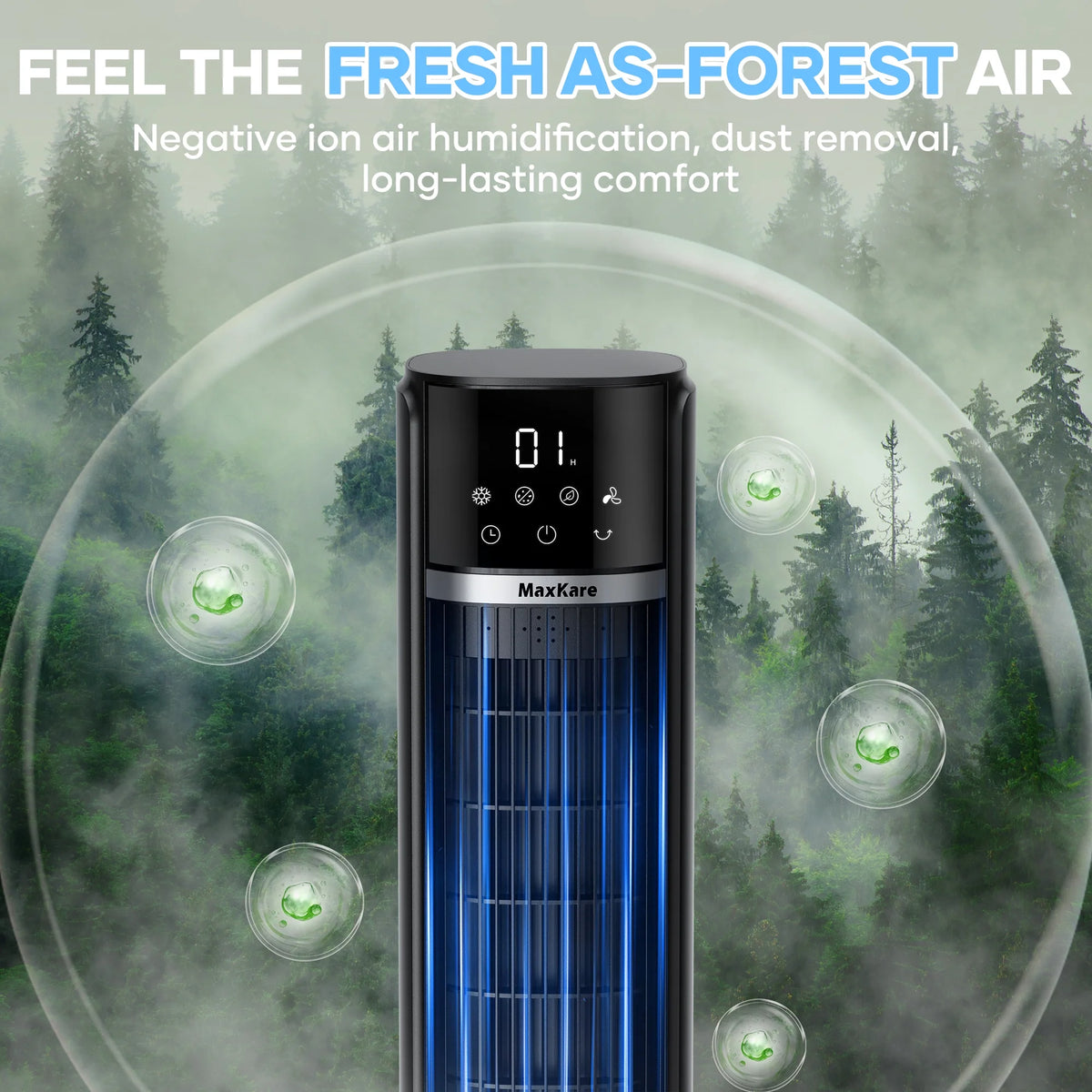 MaxKare 3-in-1 Tower Fan, Air Cooler with FCC & ETL, Humidifier for Office & Bedroom, 40'' High, White