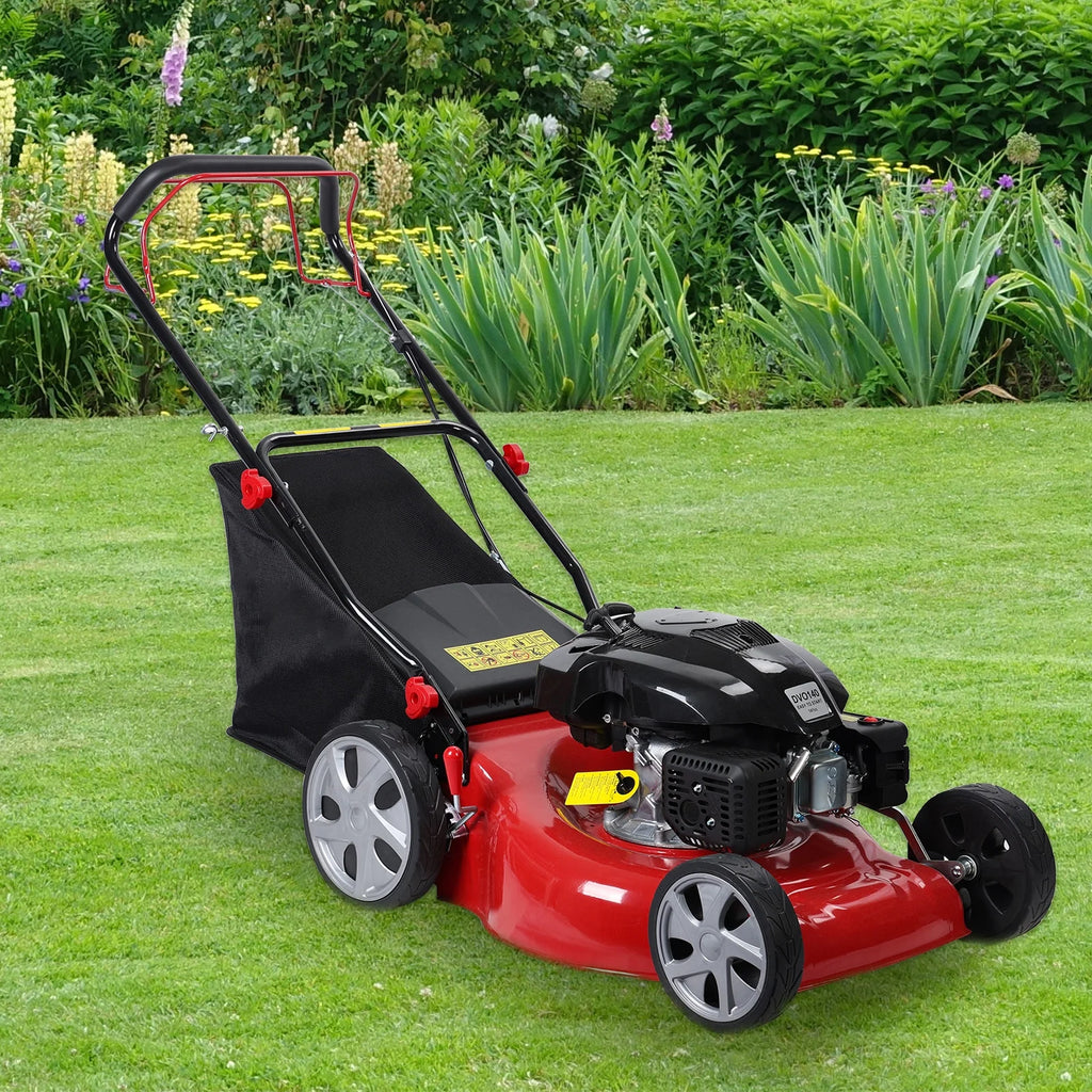 Lawn Mower, Self Propelled Lawn Mower, 141cc Gas Engine Lawn Mower, Push Lawn Mower with 50L Grass Tank, Big Wheels