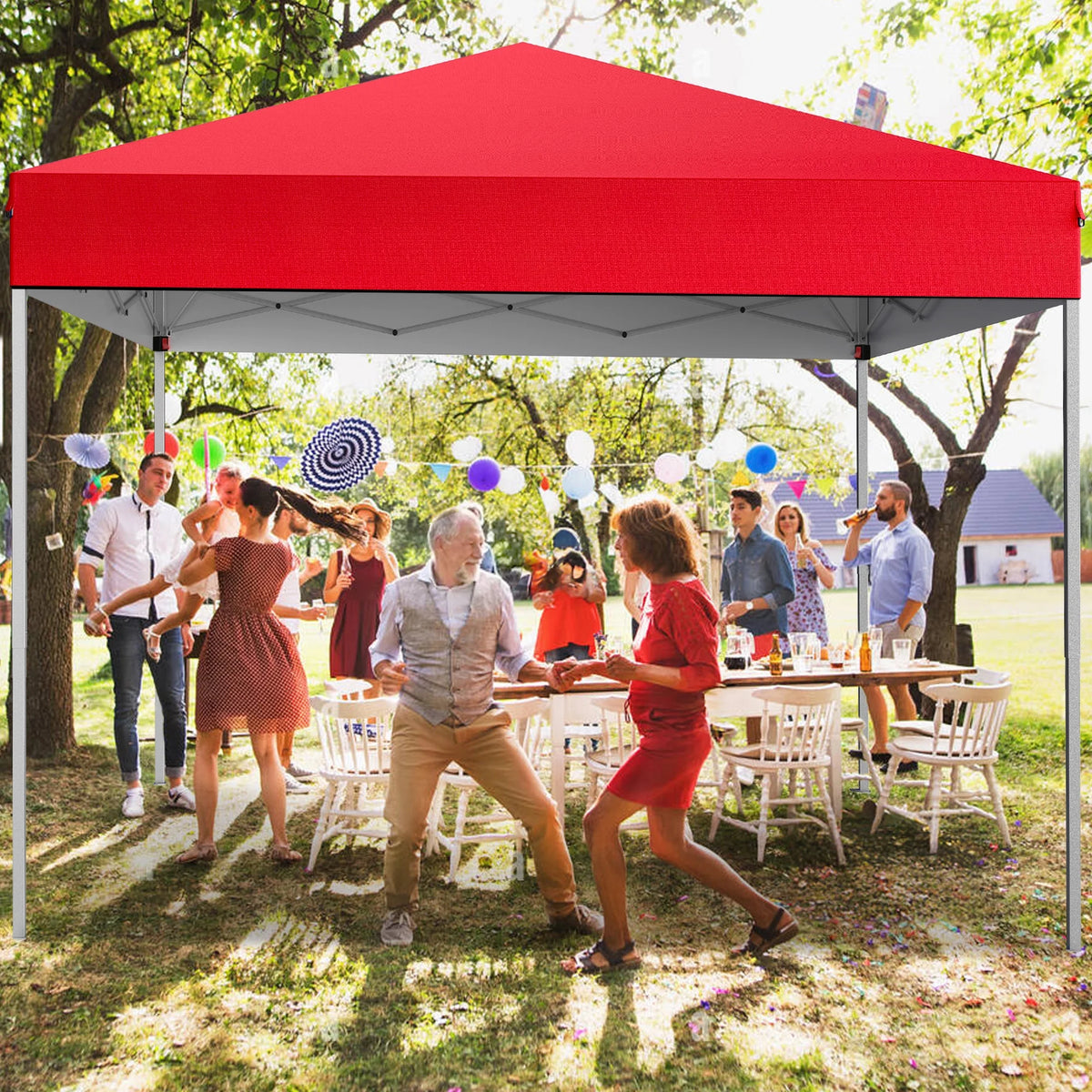 GVDV Canopy Tent, 10x10 ft Easy Pop up Outdoor Canopy Tent, Portable Straight Leg Gazebo Instant Canopy, Blue