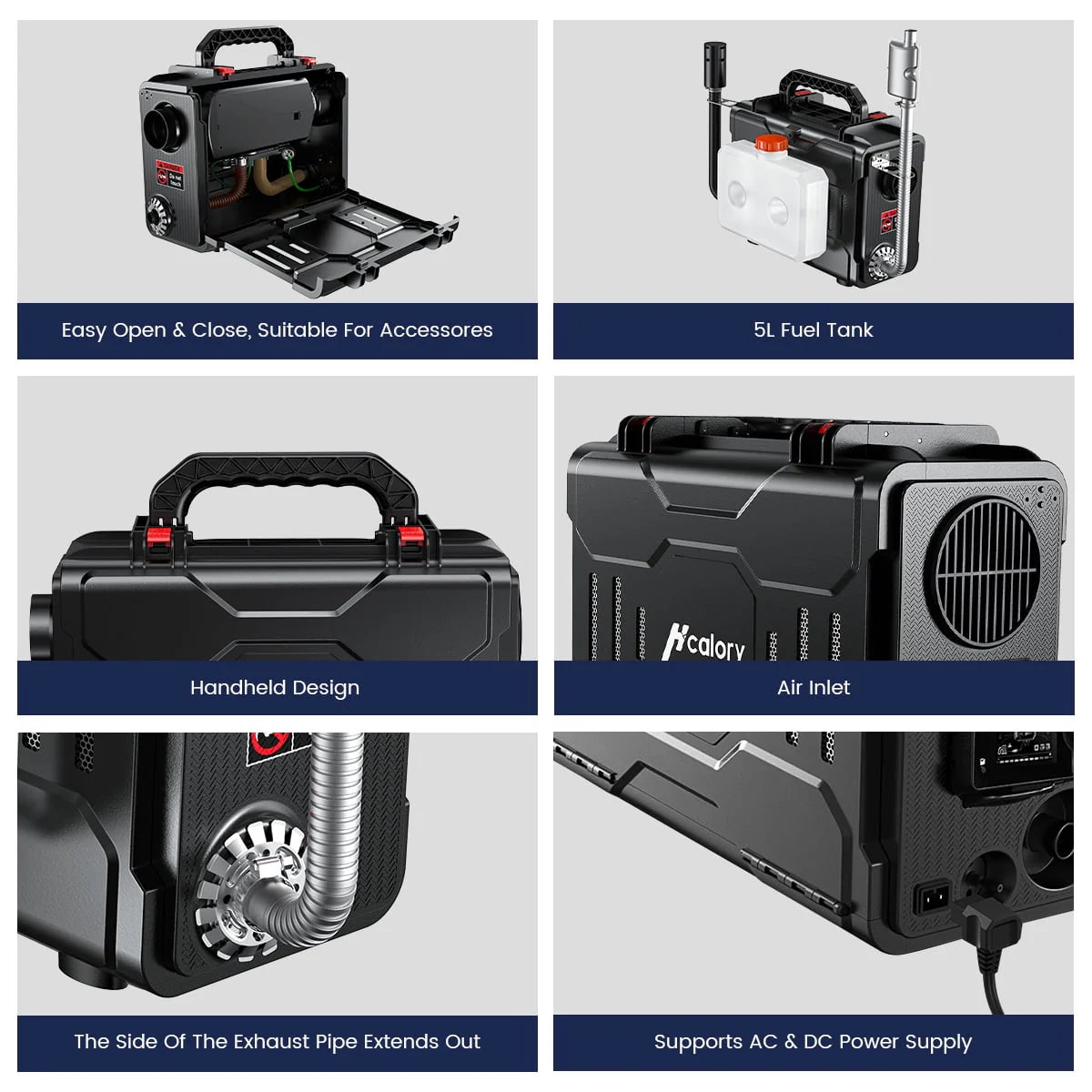 HCALORY Diesel Air Heater, 12V 8KW All-In-One Portable Handheld Toolbox with Bluetooth APP Control and LCD Monitor for Car Trucks Boat Bus RV Trailer Motor-Homes and Camper, Black