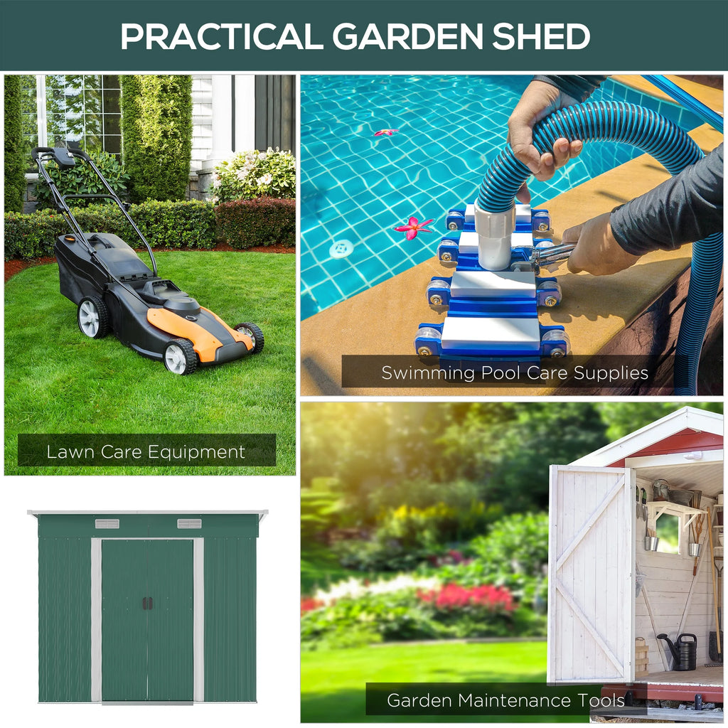Outsunny 4.6' x 9' Metal Outdoor Storage Shed, Garden Utility Tool House with Double Lockable Doors for Backyard, Patio, Lawn, Garage, White