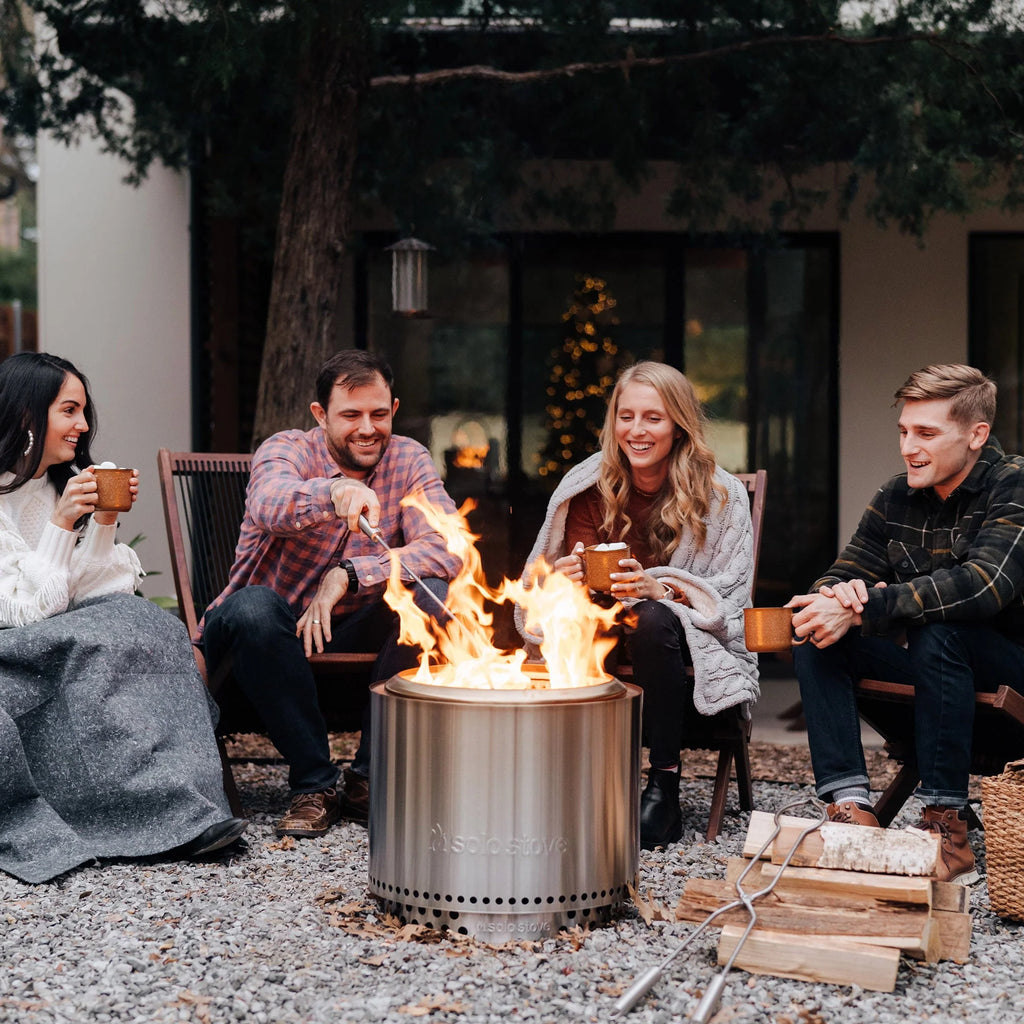 Solo Stove Bonfire 2.0 with Stand, Smokeless Fire Pit | Wood Burning Fireplaces W/ Removable Ash Pan, Portable Outdoor Firepit - for Camping, Stainless Steel, H: 16.75 in x Dia: 19.5 in, 25.1 lbs