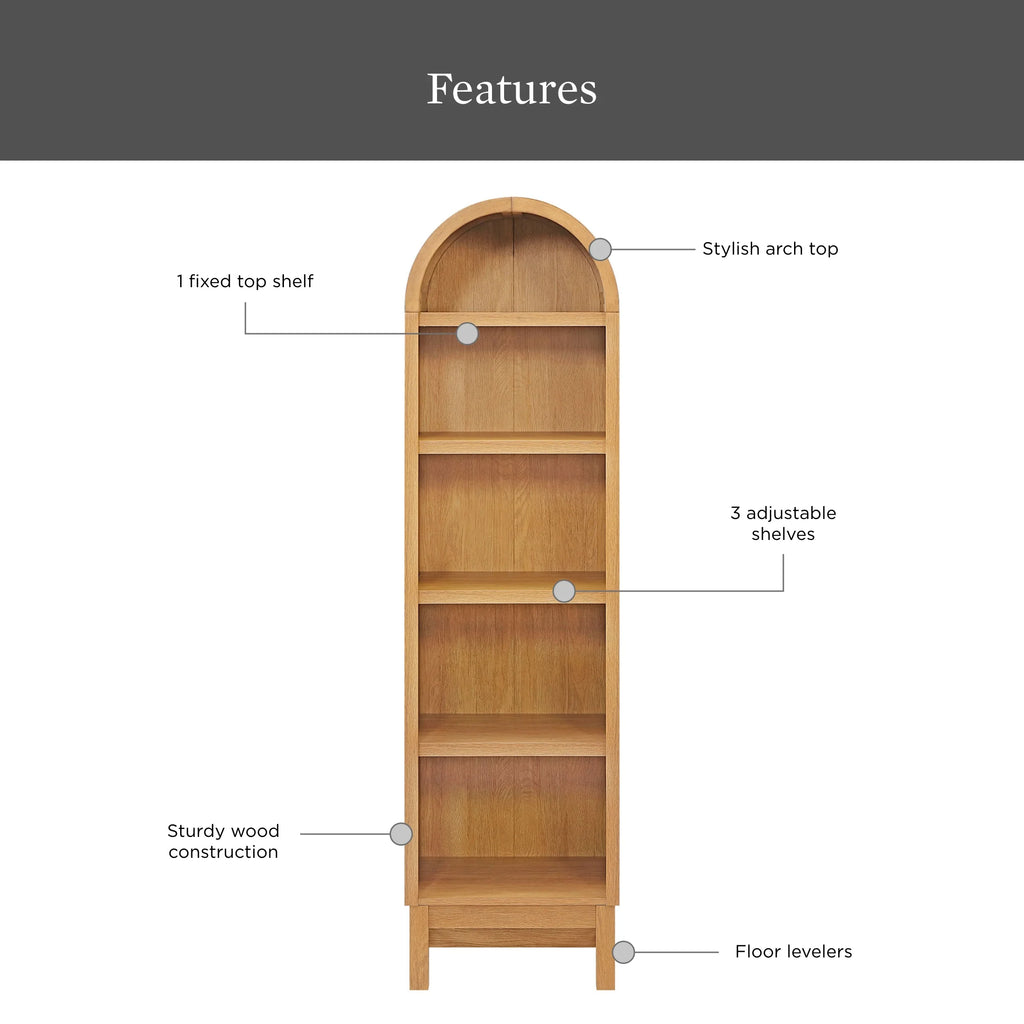 Better Homes & Gardens Juliet Narrow Arch Bookcase, Deep Green and Light Honey