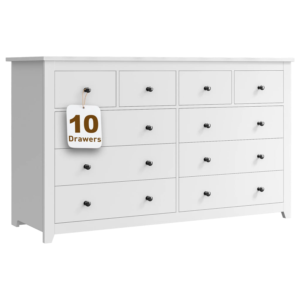 EnHomee White Dresser for Bedroom with 10 Drawers Modern Wood Dressers Chests of Drawers Wide Dresser for Adults