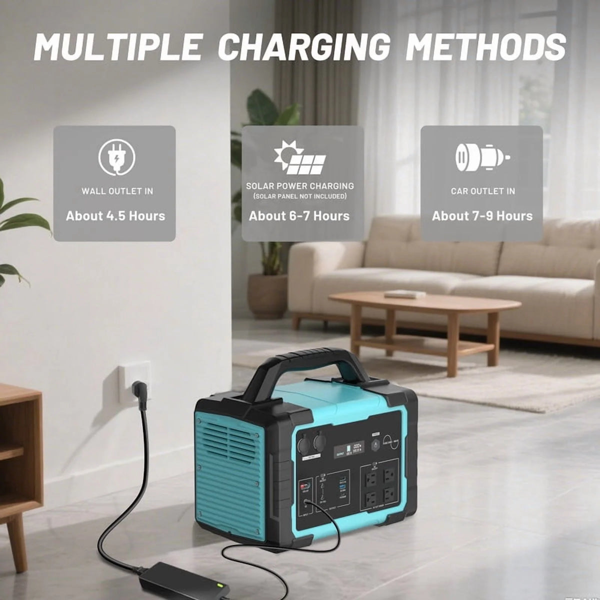 1000W Portable Solar Generator, 1024Wh LiFePO4 Battery Power Station with 100W Solar Panel, USB-C Power Bank for for Camping, Outdoor Travel, RV, and Home Emergency-Blue
