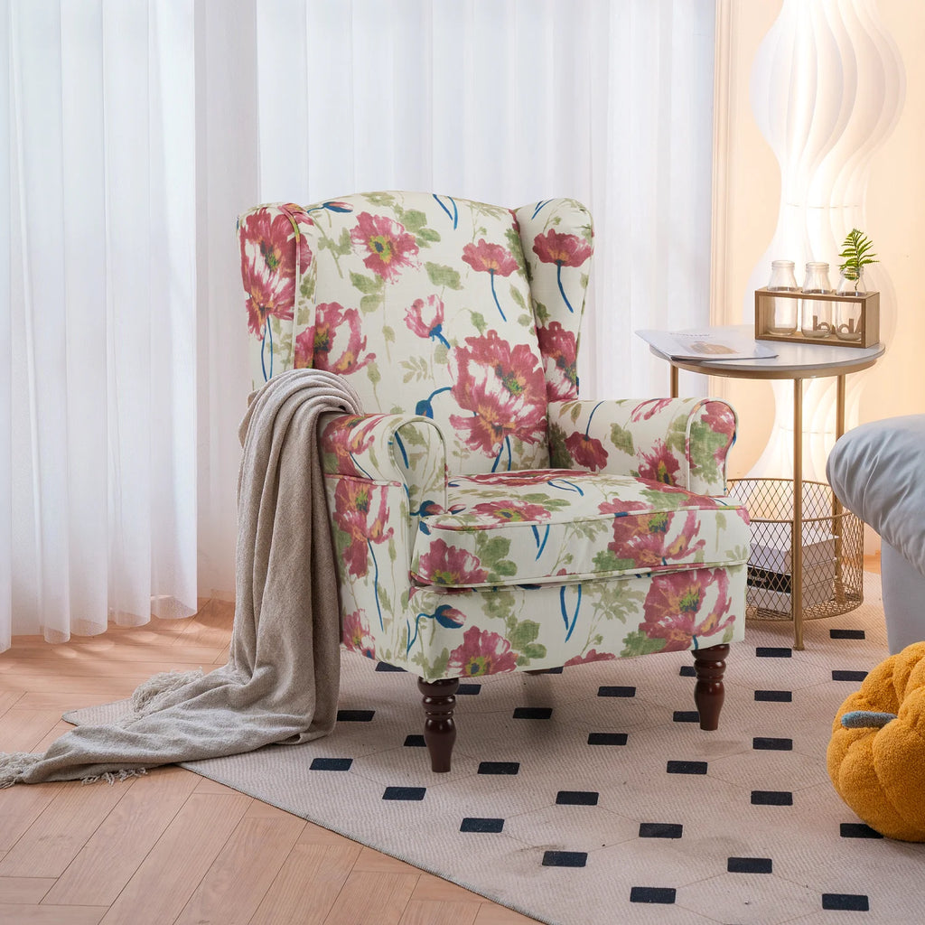 EROMMY Upholstered Accent Chair, Floral Print Fabric Armchair