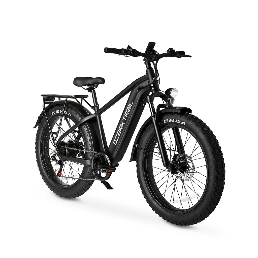 26" Ozark Trail M.3 Ranger+ Electric Fat Tire Bike, 48V, Class 2, Black, Fits Riders 5'2" - 6'1", Adult