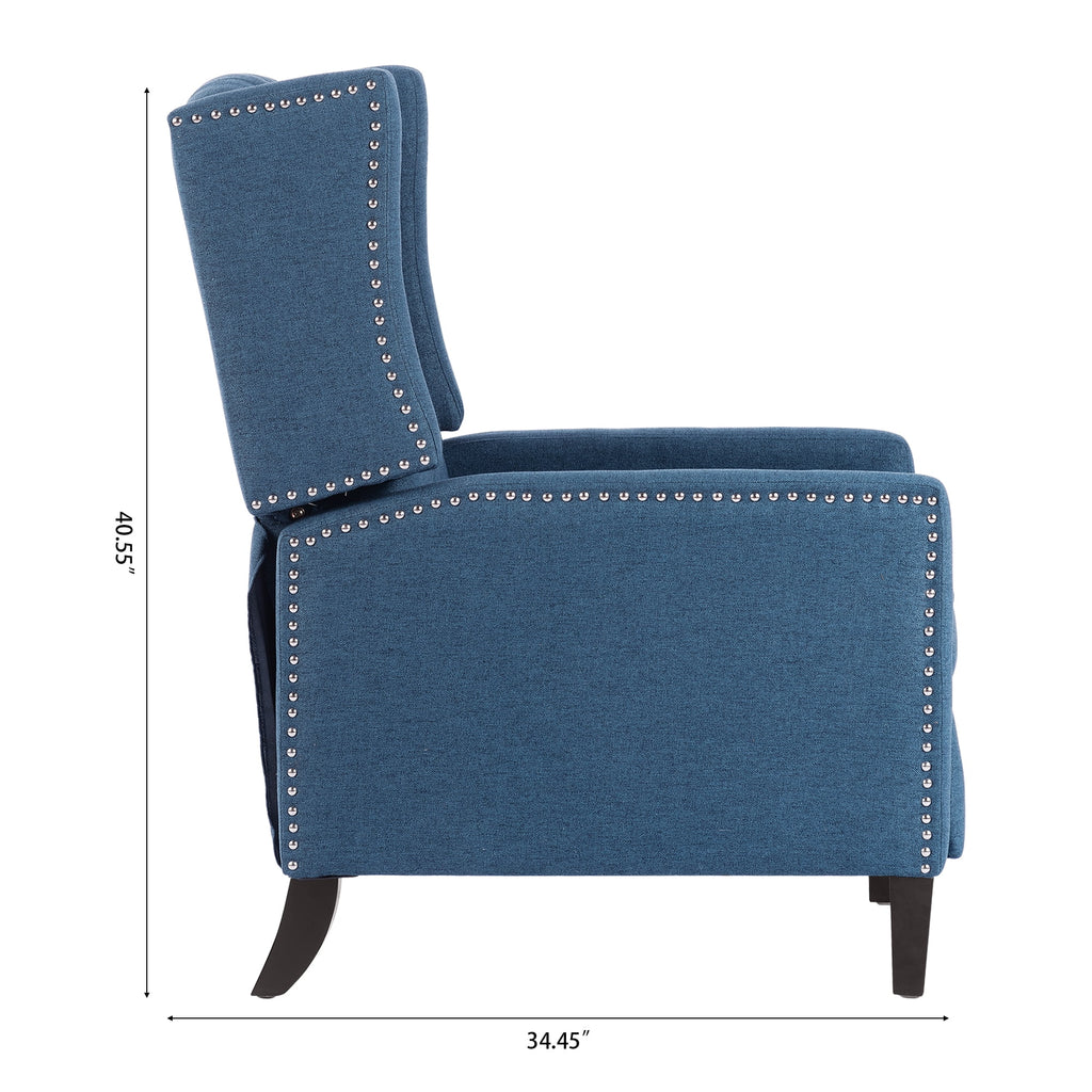 Recliner Chair, Living Room Chairs with Arms, Adjustable Single Reclining Sofa, Home Theater Seating Arm Chair with Thick Padded Seat, Footrest, Lounge Chair for Bedroom, Blue