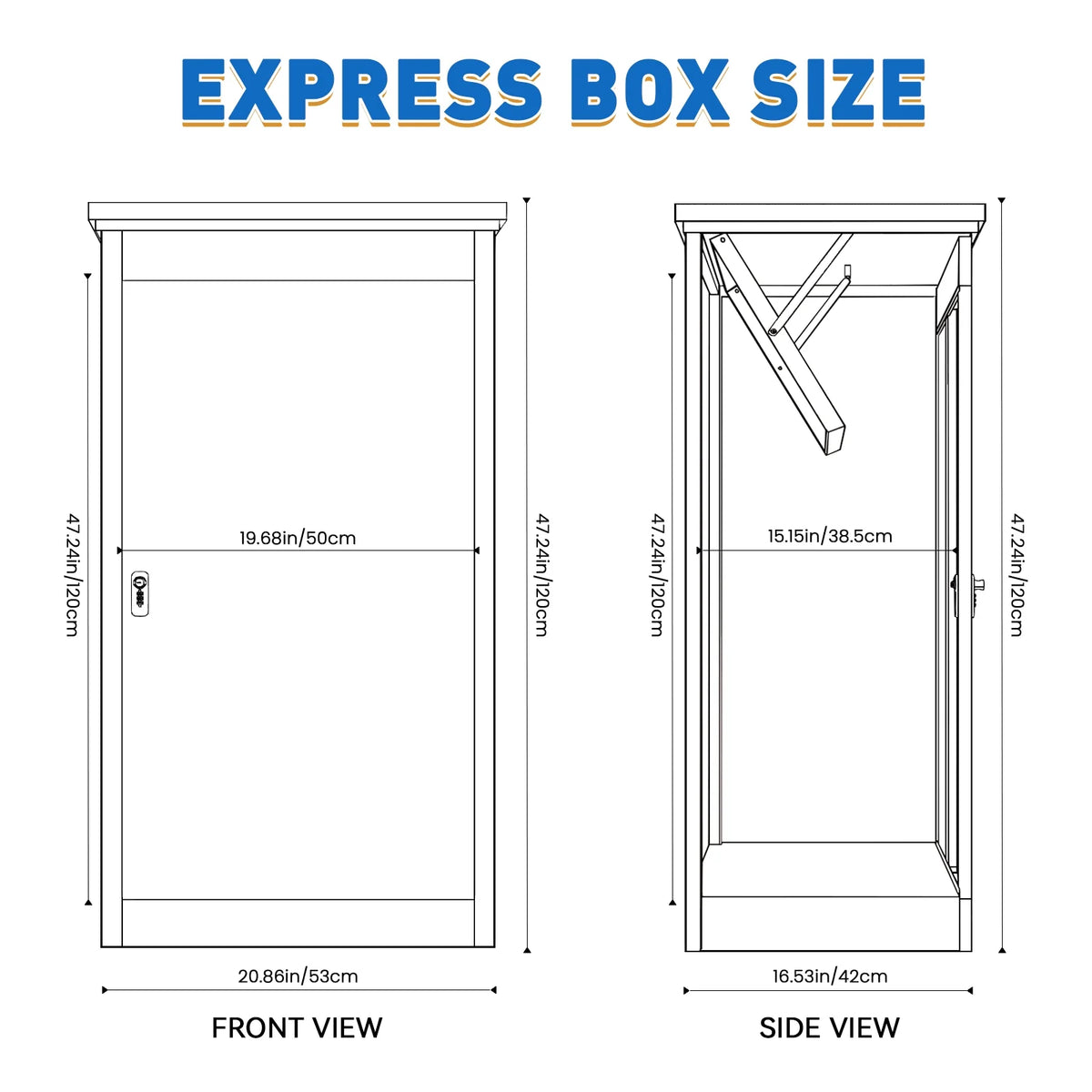 Gaonala Steel Package Delivery Box 19.6x14.4x44.9in Lockable Anti-Theft  Weather-Resistant Extra Large Mailbox For Porch Curbside Black