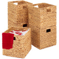 Best Choice Products 12x12in Hyacinth Baskets, Set of 5 Multipurpose Collapsible Organizers w/ Inserts - Natural
