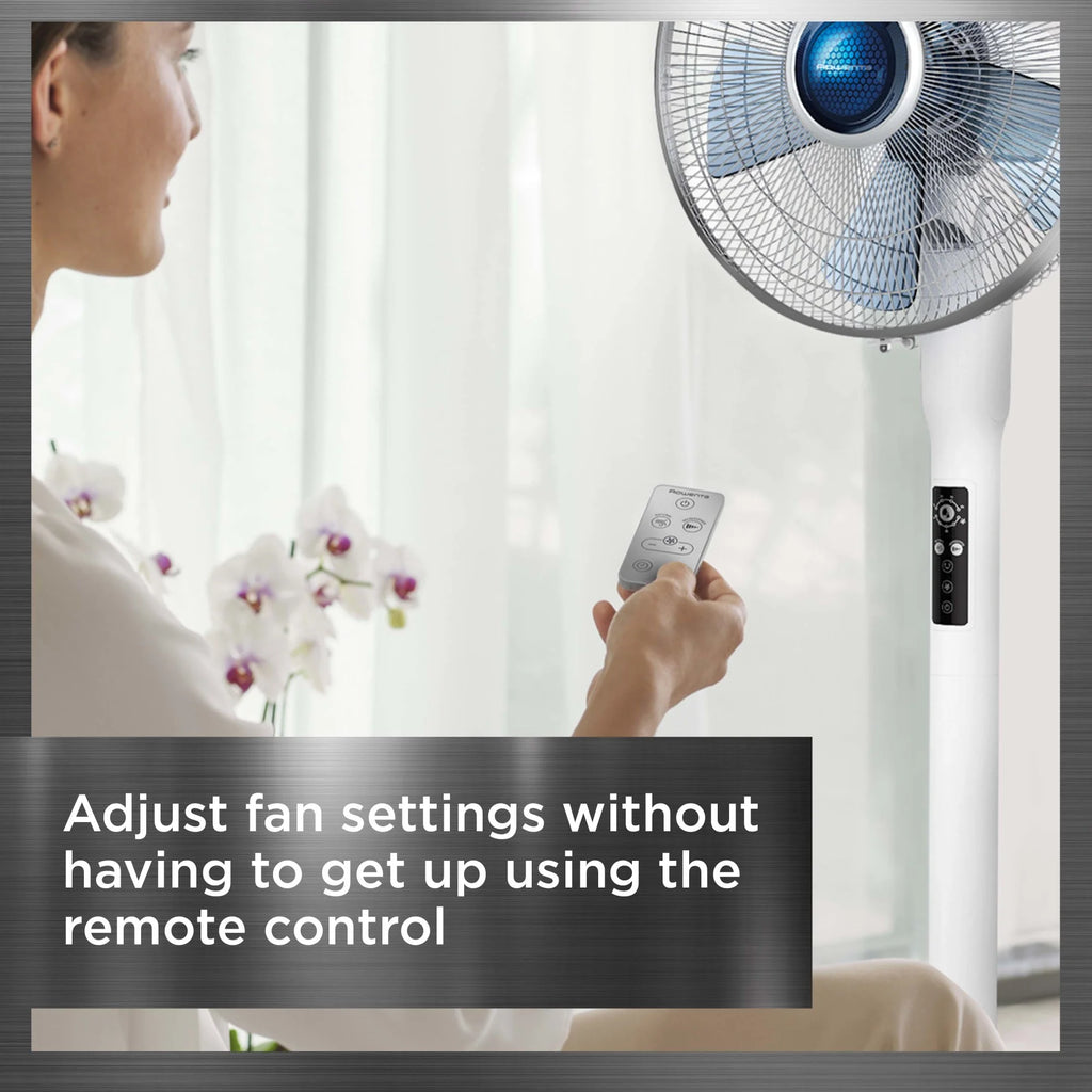 Rowenta Turbo Silence Standing Floor Fan with Remote, 53 Inch, Portable, 5 Speeds, VU5670