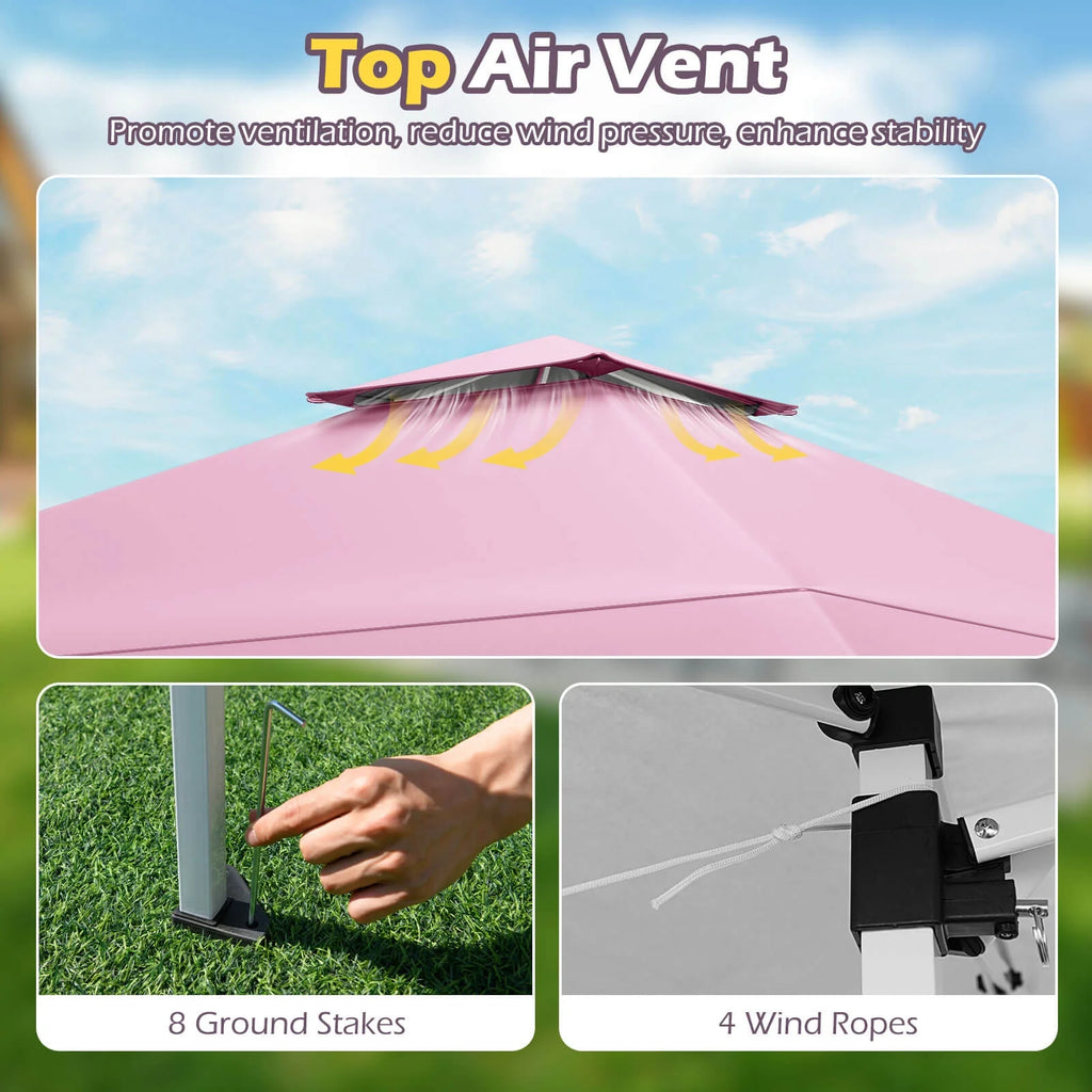 Costway 13 X 13 FT Pop up Gazebo Outdoor Canopy Tent with Portable Carrying Bag 8 Stakes Gray