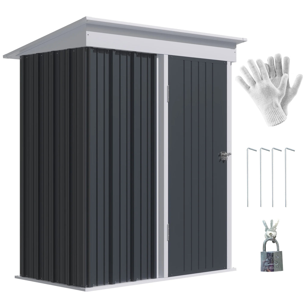 Outsunny 4.6' x 9' Metal Outdoor Storage Shed, Garden Utility Tool House with Double Lockable Doors for Backyard, Patio, Lawn, Garage, White