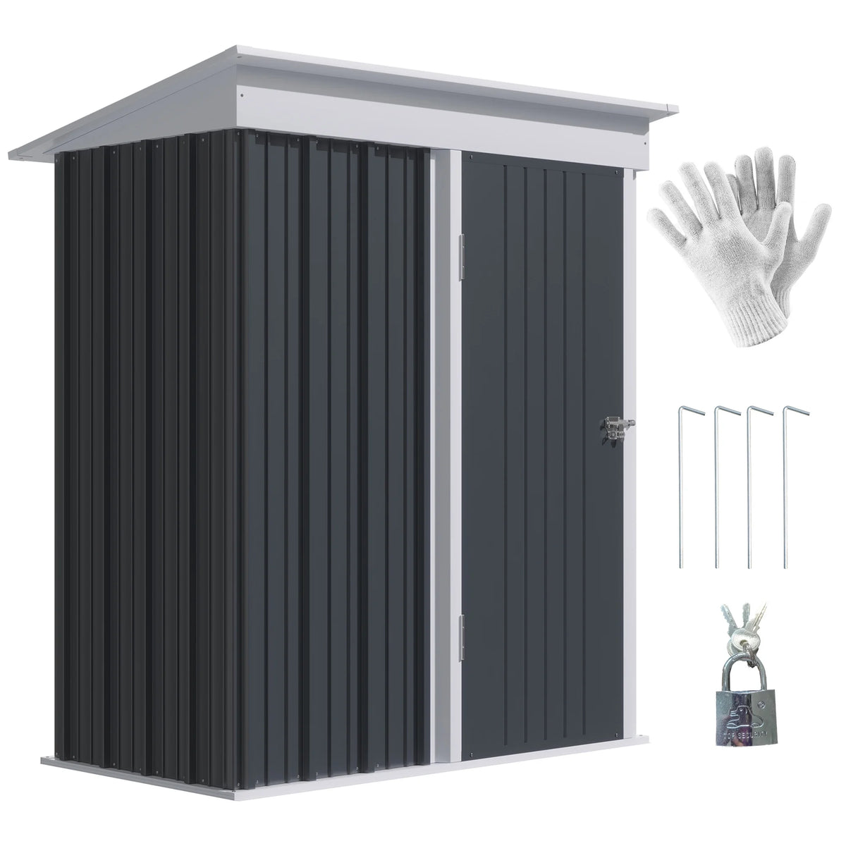 Outsunny 4.6' x 9' Metal Outdoor Storage Shed, Garden Utility Tool House with Double Lockable Doors for Backyard, Patio, Lawn, Garage, White