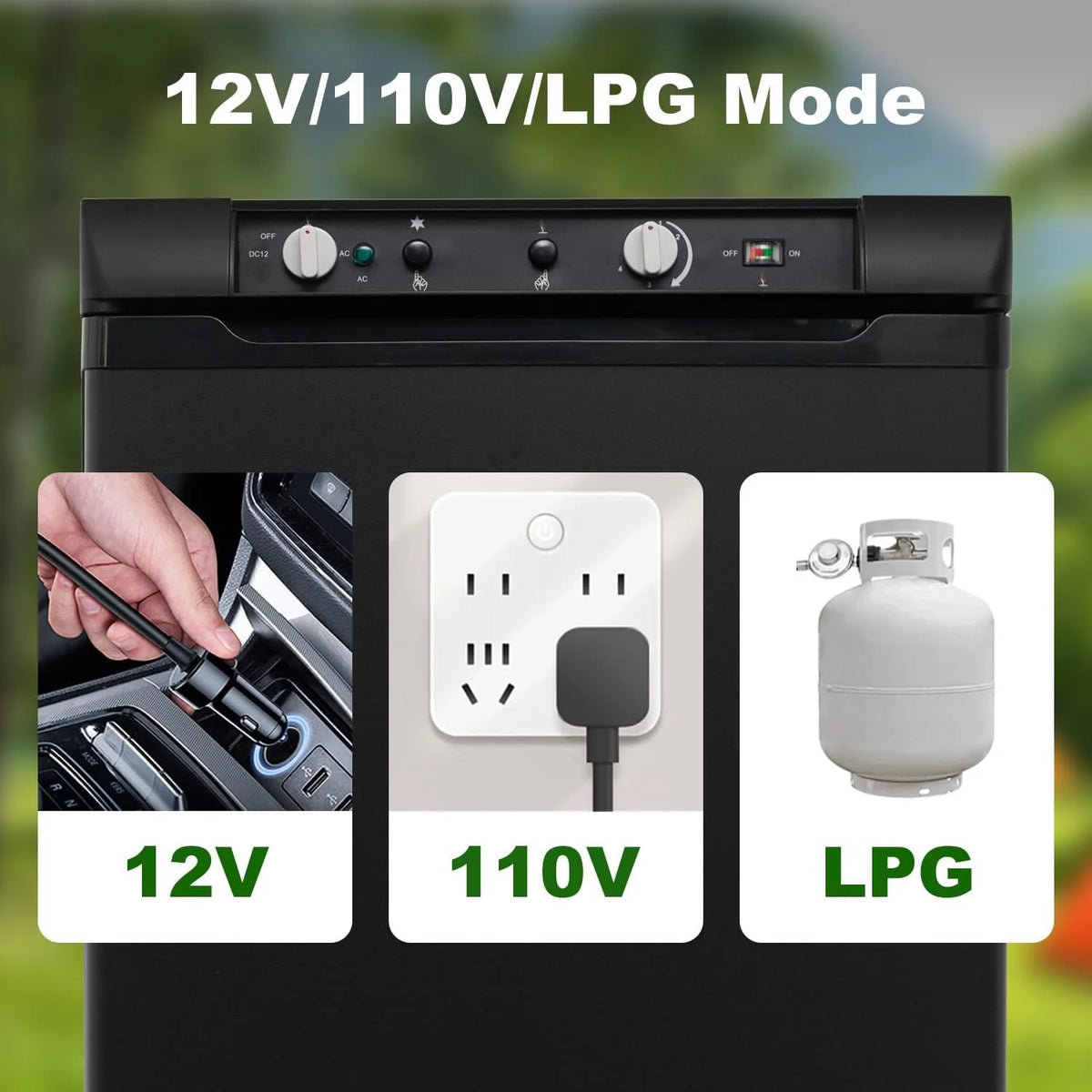 SMAD 3.5 Cu ft 3 Way Fridge Refrigerator Freezer Combo 12V/110V/LPG Camping Offgrid RV Travel Truck Outdoor