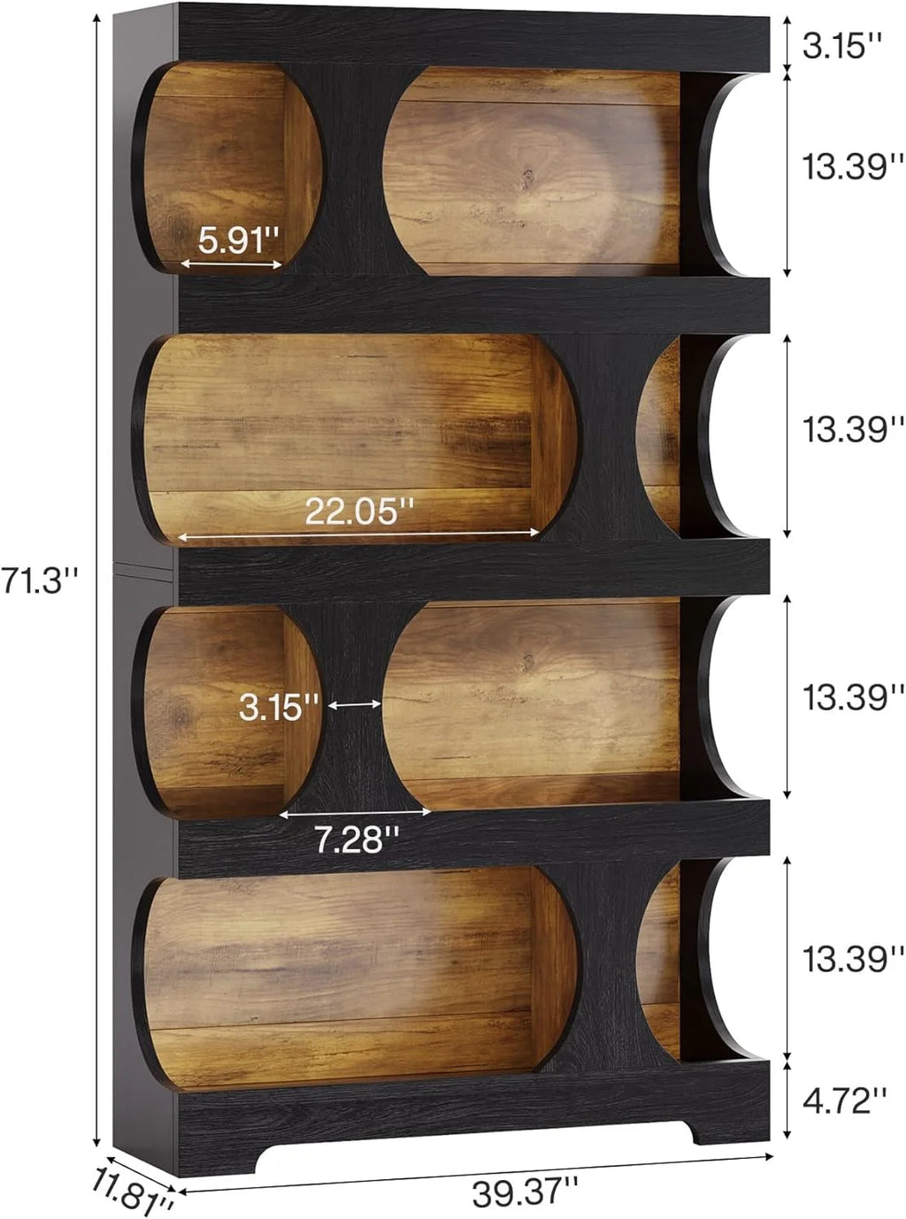 Tribesigns 71" Tall Bookcase, 4-Tier S-Shaped Bookshelf, Wood Decorative Storage Shelving, Modern Freestanding Display Shelves