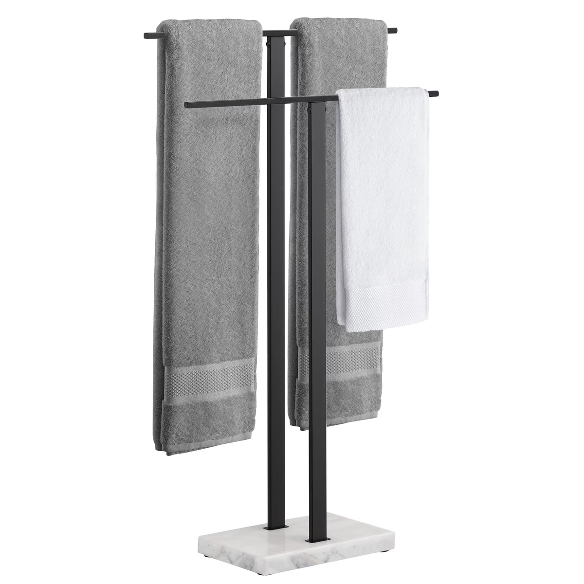 KES Freestanding Towel Rack for Bathroom 2-Tier, Floor Towel Stand with Heavy Marble Base, 18/8 Stainless Steel Brushed, WMBTR003BS