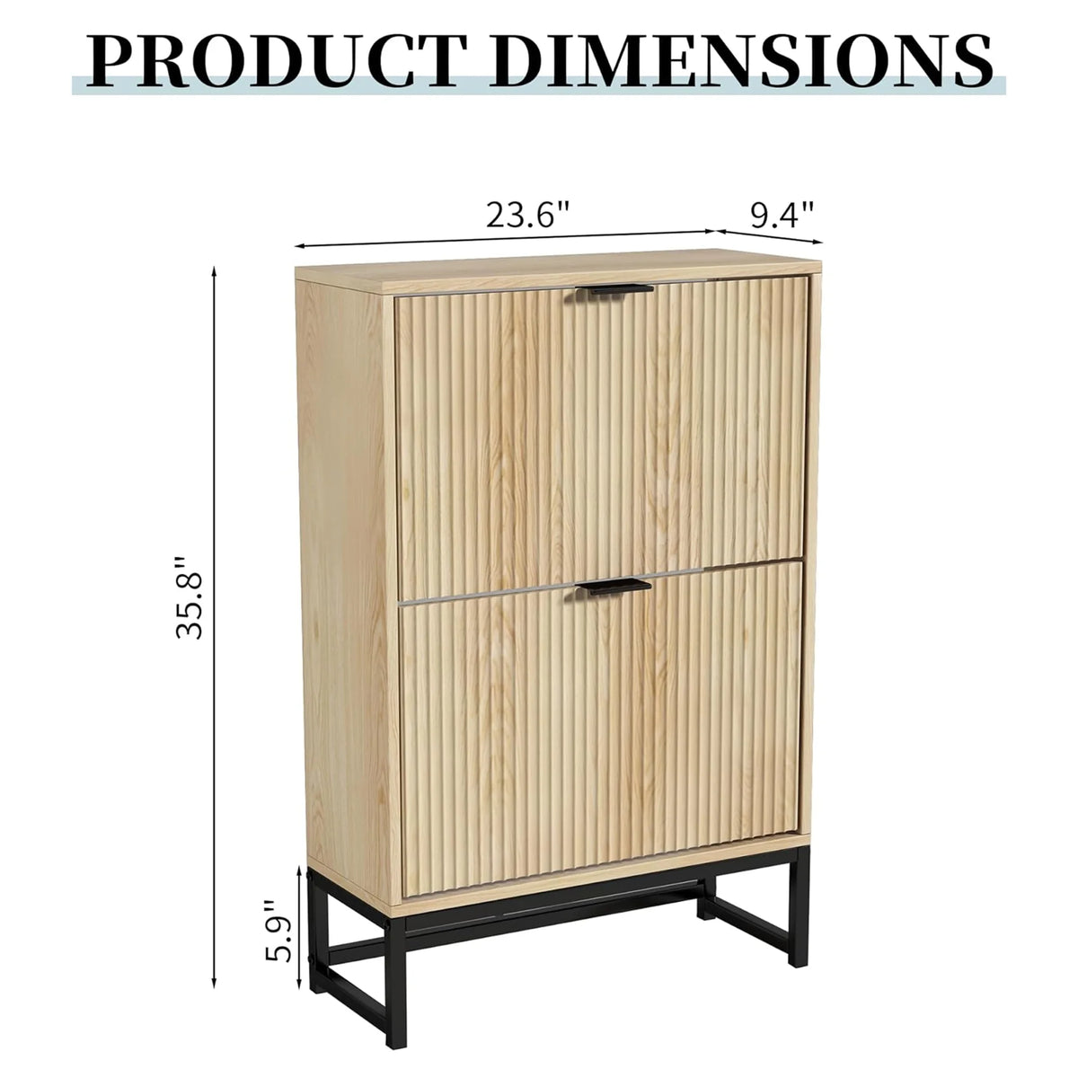 Oubayajia Modern Shoe Storage Cabinet, Wood Shoe Rack Organizer with 2 Flip Drawers, Freestanding Narrow Shoe Cabinet for Entryway Hallway, Natural