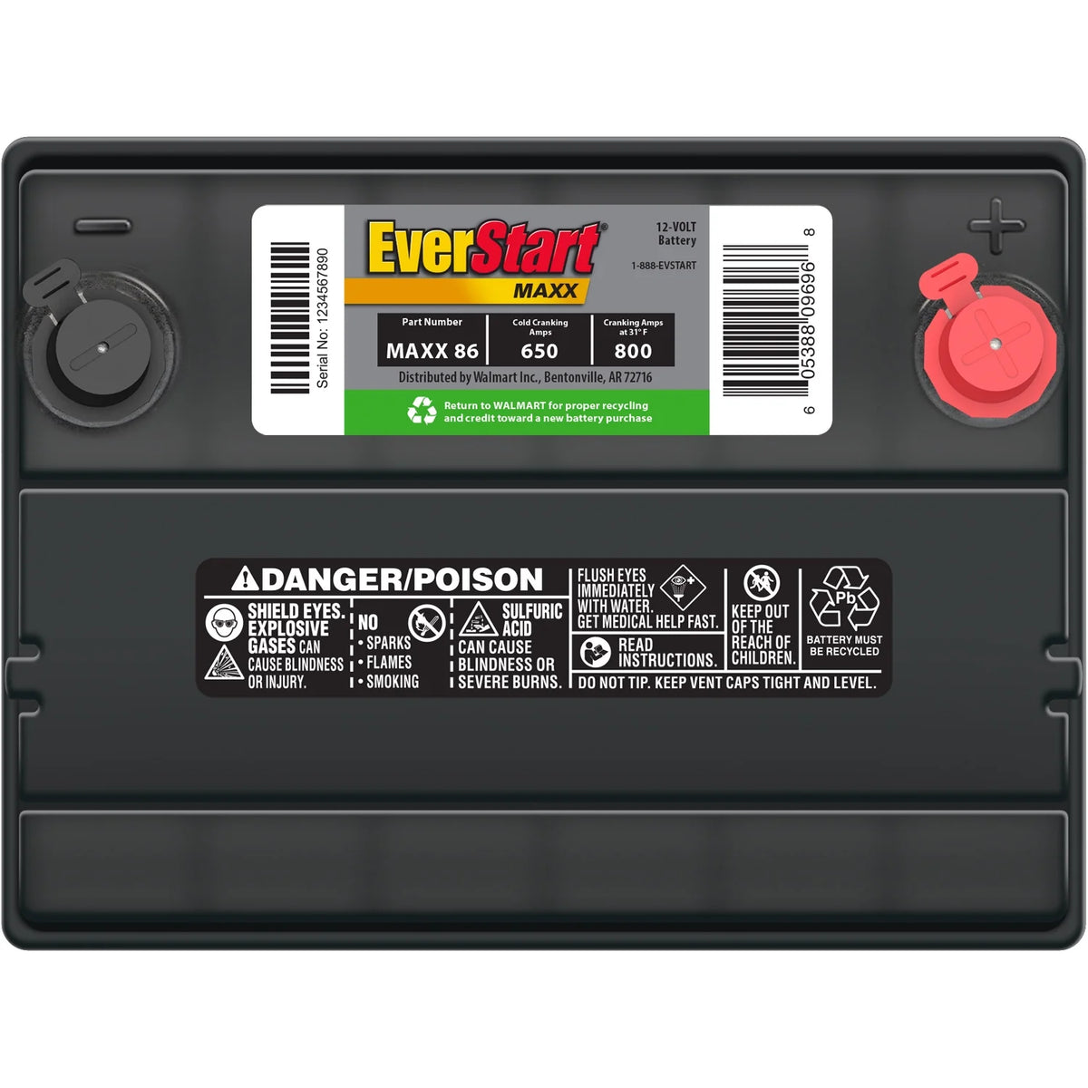 EverStart Maxx Lead Acid Automotive Battery, Group Size 86 12 Volt, 650 CCA