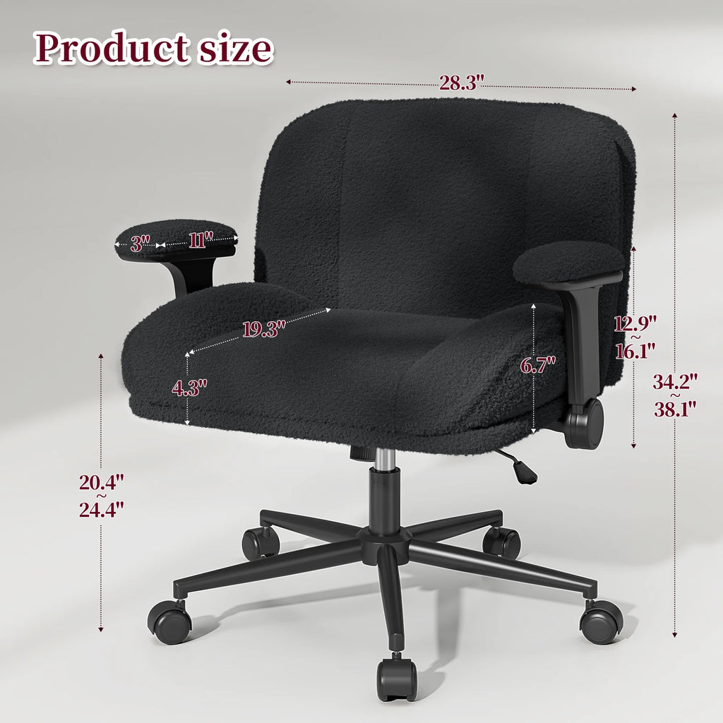Romorgniz Criss Cross Chair with Adjustable Arms & Lumbar Support Office Chair with Reclining Back, Thick Cushion & Wheels for Office, Gaming, Reading, Vanity, Off-White