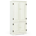 Costway Accent Floor Storage Cabinet W/ Adjustable Shelves Antique 2-Door Cream White